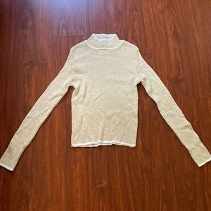 Beige with white trim high neck sweater